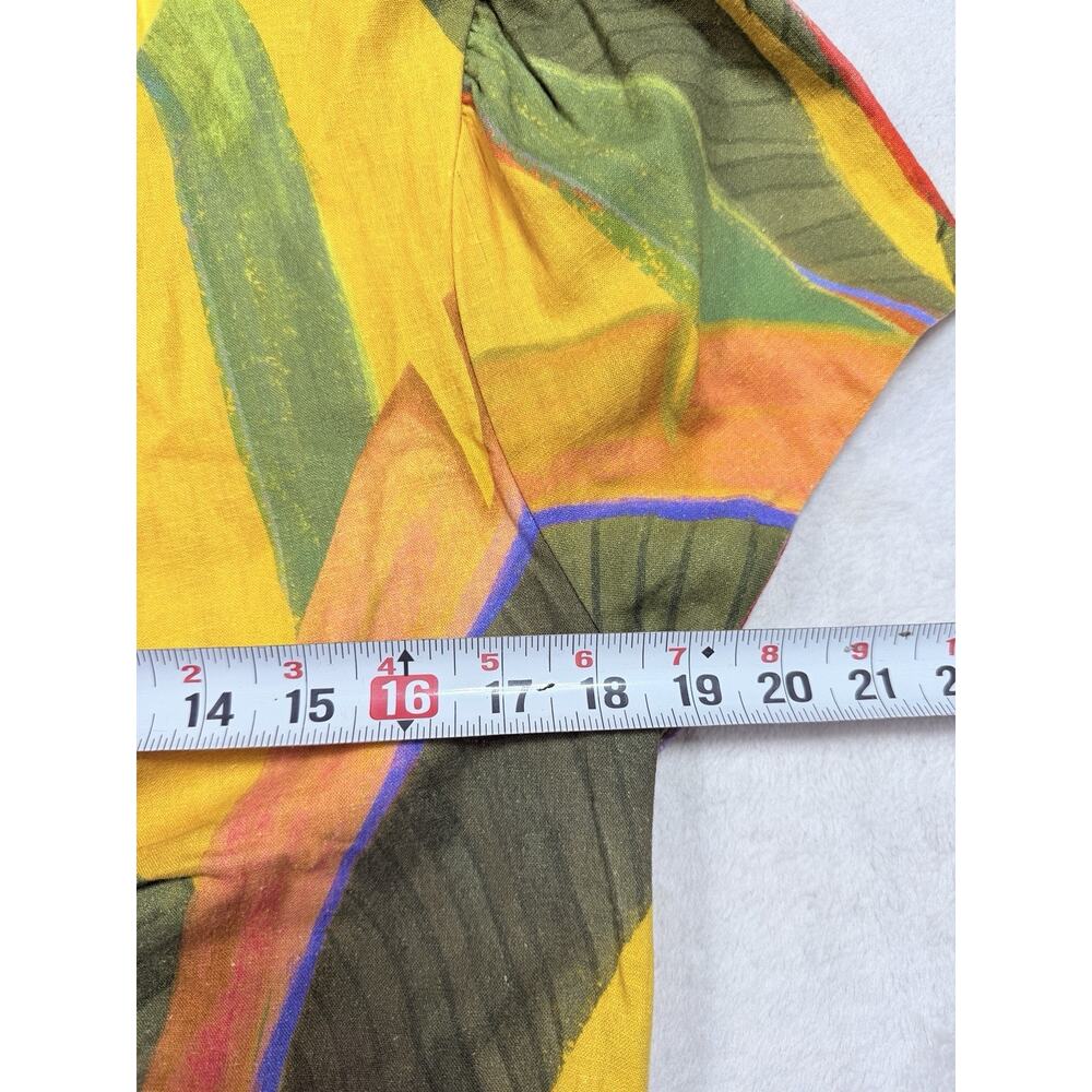 Farm Rio Yellow Tropical Leaf O-Ring Cut Out Midi Dress Resortwear Boho SZ XL - Picture 6 of 15